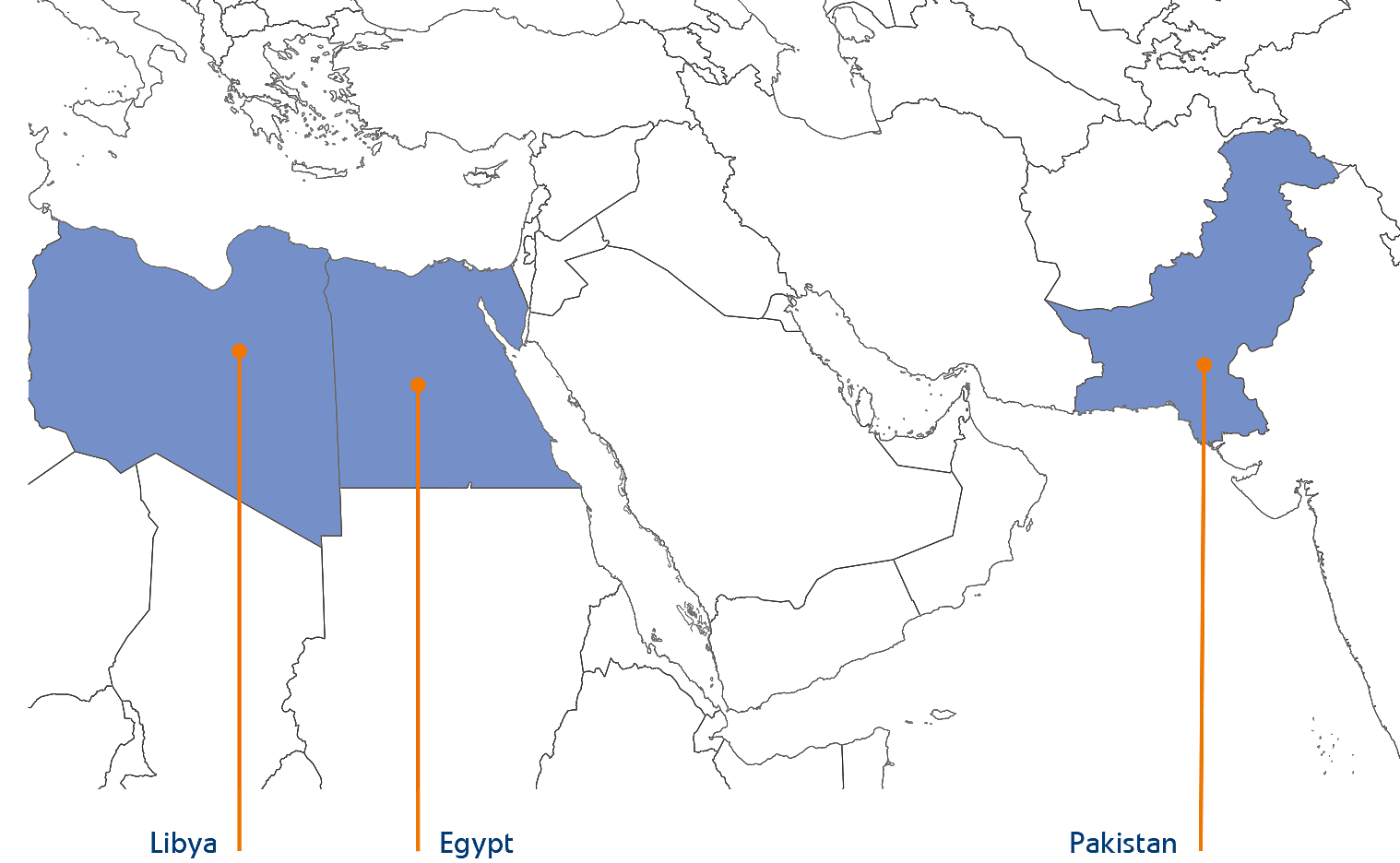 map - Pakistan, Egypt, Libya